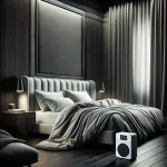 DALL·E 2025-02-09 20.25.52 - A highly realistic image of a dark bedroom with blackout curtain...webp